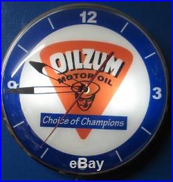 Vintage Pam OILZUM MOTOR OILS Lighted Advertising Clock