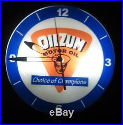 Vintage Pam OILZUM MOTOR OILS Lighted Advertising Clock