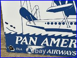 Vintage Pan American Porcelain Sign Airplane Hangar Gas Station Motor Oil