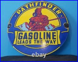 Vintage Pathfinder Gasoline Porcelain Gas Oil Service Station Pump Sign