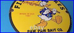 Vintage Paw Paw Bait Porcelain Duck Fishing Fish Boat Sales Tackle Lures Sign