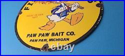 Vintage Paw Paw Bait Porcelain Duck Fishing Fish Boat Sales Tackle Lures Sign