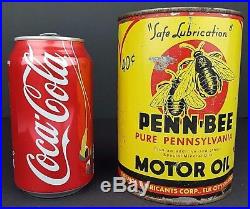 Vintage Penn Bee Pure Pennsylvania Motor Oil Can 1 Qt. Elk City Oklahoma Sealed