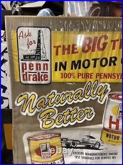 Vintage Penn Drake Oil Can Window Decal Sign 1960's PRX Racing Mustang Dodge