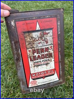 Vintage Penn Leader Pittsburg 5 Gallon Station Oil Gas Can Pennsylvania Motor