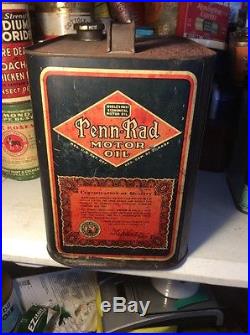 Vintage Penn-Rad 2 Gallon Motor Oil Tin Can Advertising Pennsylvania Old Radbill