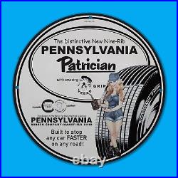 Vintage Pennsylvania Patrician Gas Station Service Man Cave Oil Porcelain Sign