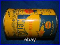 Vintage Penntroleum Metal Oil Can Quart Full of Oil Unopened Cato Oklahoma City