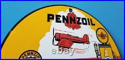 Vintage Pennzoil Gasoline Porcelain Gas Oil Lube Service Station Pump Plate Sign