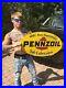 Vintage Pennzoil Motor Oil 2 sided Gasoline Metal Sign Gas Oil 31inX18in