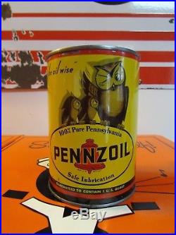 Vintage Pennzoil Motor Oil Can One Quart Owl