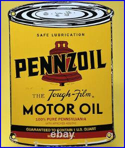 Vintage Pennzoil Motor Oil Can Porcelain Sign Gas Station Pump Plate Gasoline