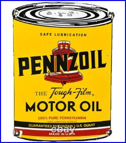 Vintage Pennzoil Motor Oil Porcelain Sign Gasoline Service Station Pump Plate