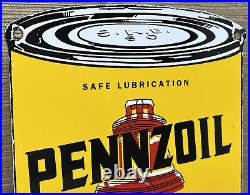 Vintage Pennzoil Motor Oil Porcelain Sign Gasoline Service Station Pump Plate