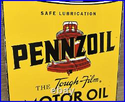 Vintage Pennzoil Motor Oil Porcelain Sign Gasoline Service Station Pump Plate