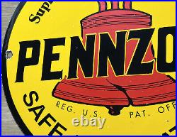 Vintage Pennzoil Motor Oil Porcelain Sign Gasoline Service Station Pump Plate