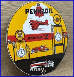 Vintage Pennzoil Motor Oil Porcelain Sign Gasoline Service Station Pump Plate Vintage Pennzoil Motor Oil Porcelain Sign Gasoline Service Station Pump Plate