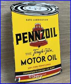 Vintage Pennzoil Motor Oil Porcelain Sign Gasoline Service Station Pump Plate