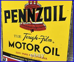 Vintage Pennzoil Motor Oil Porcelain Sign Gasoline Service Station Pump Plate