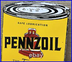 Vintage Pennzoil Motor Oil Porcelain Sign Gasoline Service Station Pump Plate