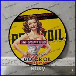 Vintage Pennzoil Motor Oil Safe Porcelain Sign Gas Station Garge -advertising