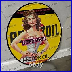 Vintage Pennzoil Motor Oil Safe Porcelain Sign Gas Station Garge -advertising