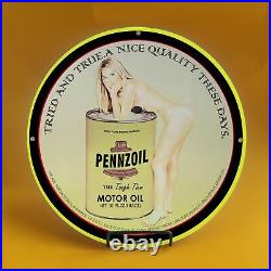 Vintage Pennzoil Motoroil Gasoline Porcelain Gas Service Station Pump Plate Sign