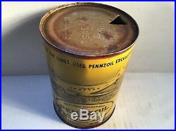 Vintage Pennzoil Oil Can handy household Owl Airplane rare Tin Mopar Ford Oilzum