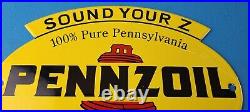 Vintage Pennzoil Sign Safe Lubrication Gas Service Station Pump Porcelain Sign