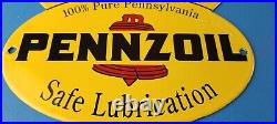 Vintage Pennzoil Sign Safe Lubrication Gas Service Station Pump Porcelain Sign