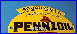 Vintage Pennzoil Sign Safe Lubrication Gas Service Station Pump Porcelain Sign