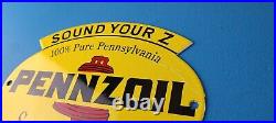 Vintage Pennzoil Sign Safe Lubrication Gas Service Station Pump Porcelain Sign