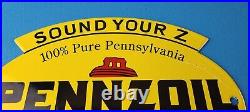 Vintage Pennzoil Sign Safe Lubrication Gas Service Station Pump Porcelain Sign