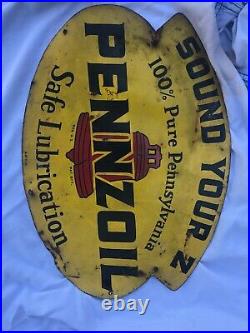 Vintage Pennzoil Sound Your Z Motor Oil Advertising Sign 12 X 8 Pump Plate