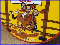 Vintage Pep Boys Motor Oil Porcelain Sign Gasoline Station Pump Plate Service