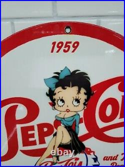 Vintage Pepsi Cola Porcelain Sign Gas Station Soda Pop Grocery Shop Oil Service