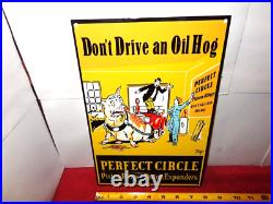 Vintage Perfect Circle Piston Rings Don't Drive Oil Hog Pig Metal Gasoline Sign