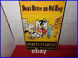 Vintage Perfect Circle Piston Rings Don't Drive Oil Hog Pig Metal Gasoline Sign