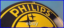 Vintage Philips Radio Porcelain Stereo Recorder Gas Service Pump Plate Sign