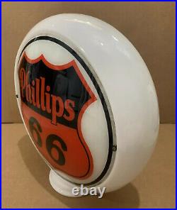 Vintage Phillips 66 Gas Pump Globe Light Glass Lens Service Station Sign Oil