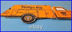 Vintage Phillips 66 Gasoline Porcelain Gas Truck Motor Oil Service Station Sign
