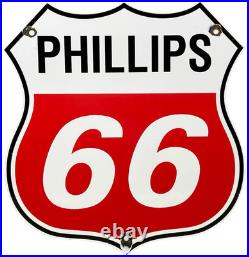 Vintage Phillips 66 Gasoline Porcelain Sign Dealership Gas Station Motor Oil