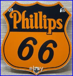 Vintage Phillips 66 Gasoline Porcelain Sign Dealership Gas Station Motor Oil
