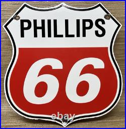 Vintage Phillips 66 Gasoline Porcelain Sign Dealership Gas Station Motor Oil