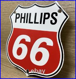 Vintage Phillips 66 Gasoline Porcelain Sign Dealership Gas Station Motor Oil