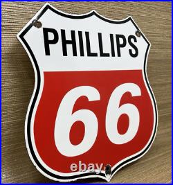 Vintage Phillips 66 Gasoline Porcelain Sign Dealership Gas Station Motor Oil