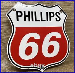 Vintage Phillips 66 Gasoline Porcelain Sign Dealership Gas Station Motor Oil