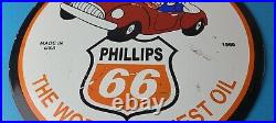 Vintage Phillips 66 Gasoline Sign Porcelain Gas Pump Service Station Sign