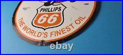 Vintage Phillips 66 Gasoline Sign Porcelain Gas Pump Service Station Sign