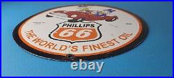 Vintage Phillips 66 Gasoline Sign Porcelain Gas Pump Service Station Sign